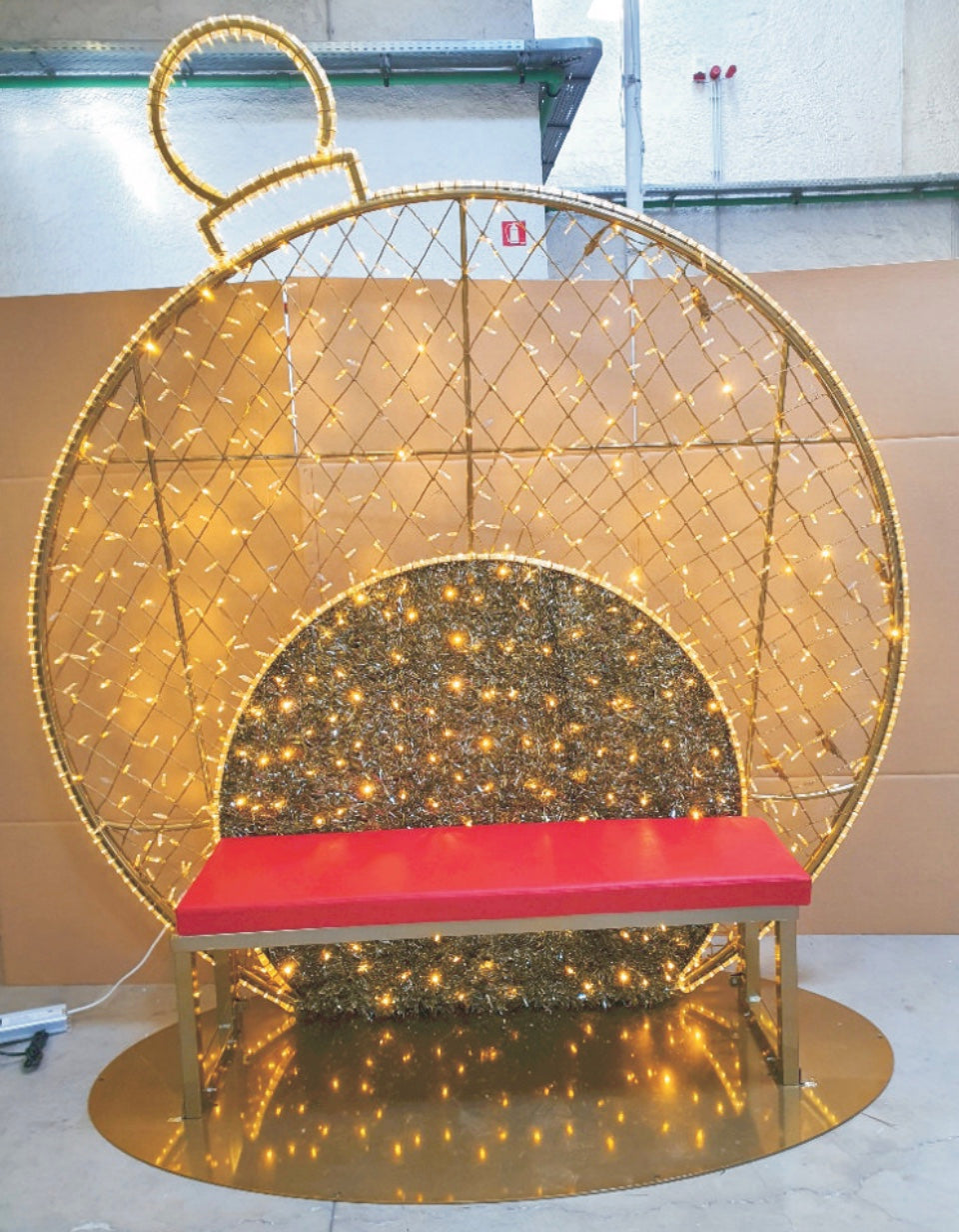 2D Prelit "Bauble Seat" Photo Opp. Frame - 2.6m Tall