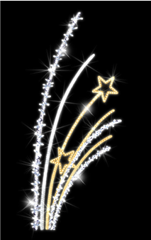 Pole/Wall Motif - "Fireworks and Star" - 220cm x 95cm