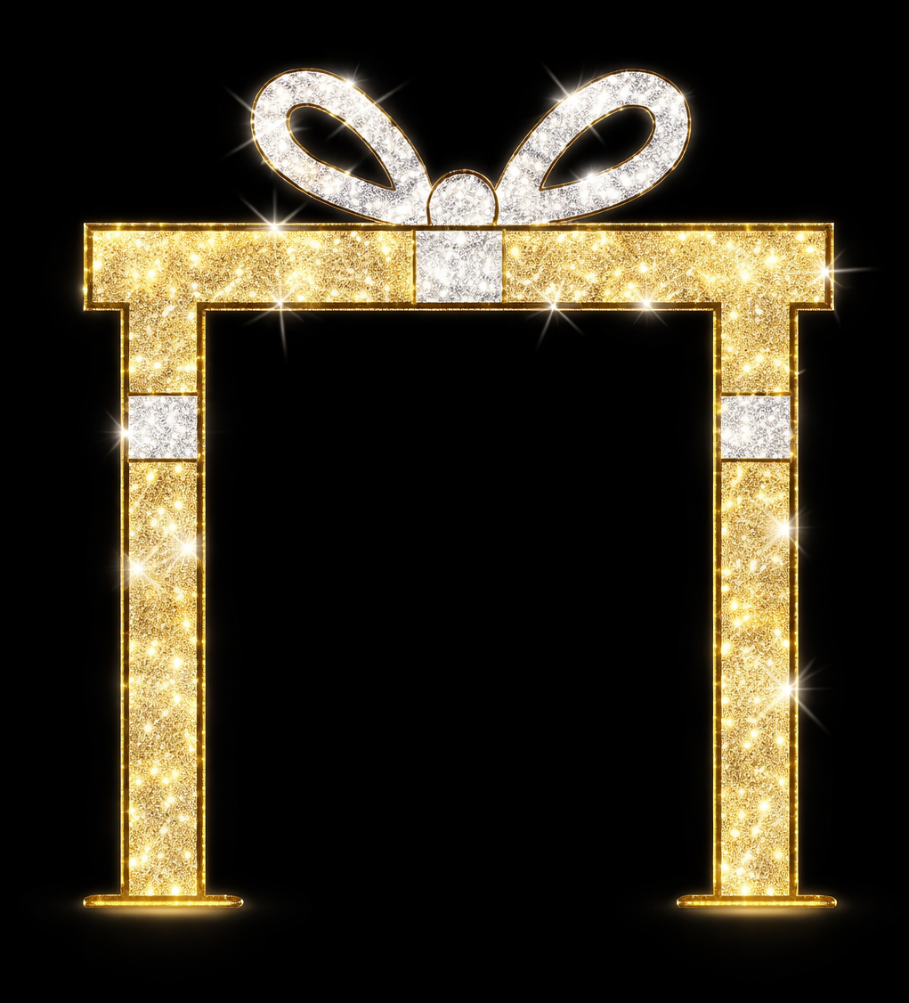 2D Prelit "Bow" Arch - 4m Tall x 4.3m Wide - Aluminium Structure