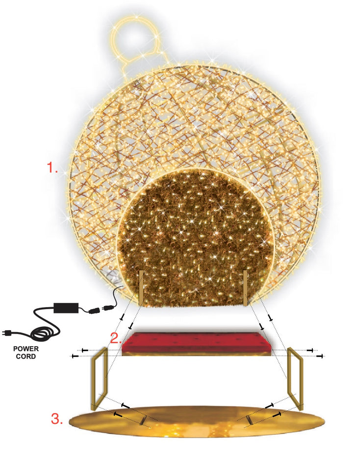 2D Prelit "Bauble Seat" Photo Opp. Frame - 2.6m Tall