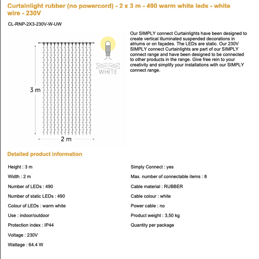 Curtain Light Simply Connect – 2m x 3m – Twinkle – 230V