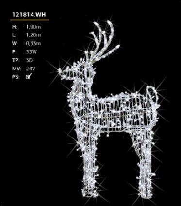 3D Prelit "Comet" Reindeer - 1.9m Tall - Aluminium Structure