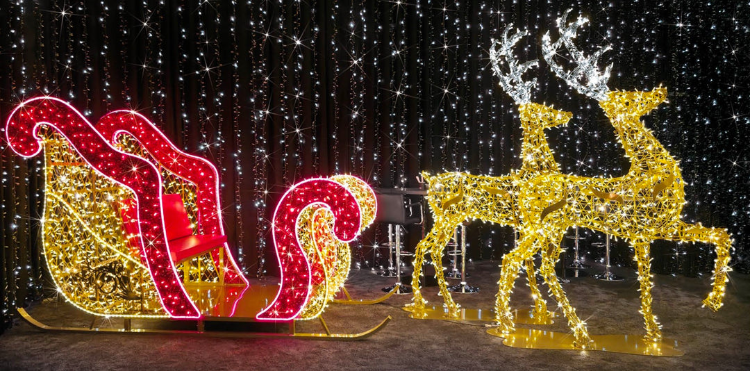 3D Prelit Premium Christmas Sleigh - 3m Length - Commercial Grade