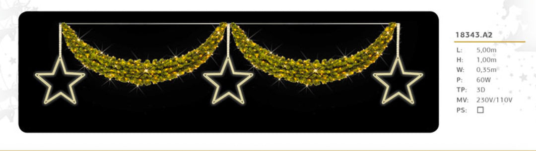 Cross Street Motif - "Swags with Stars" - 500cm x 100cm