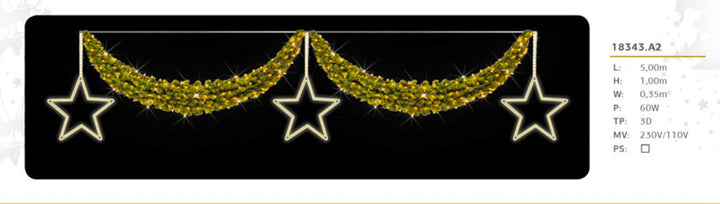 Cross Street Motif - "Swags with Stars" - 500cm x 100cm