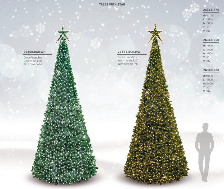 3D Branch Cone Tree with Star - 2026 Model - Wider Base