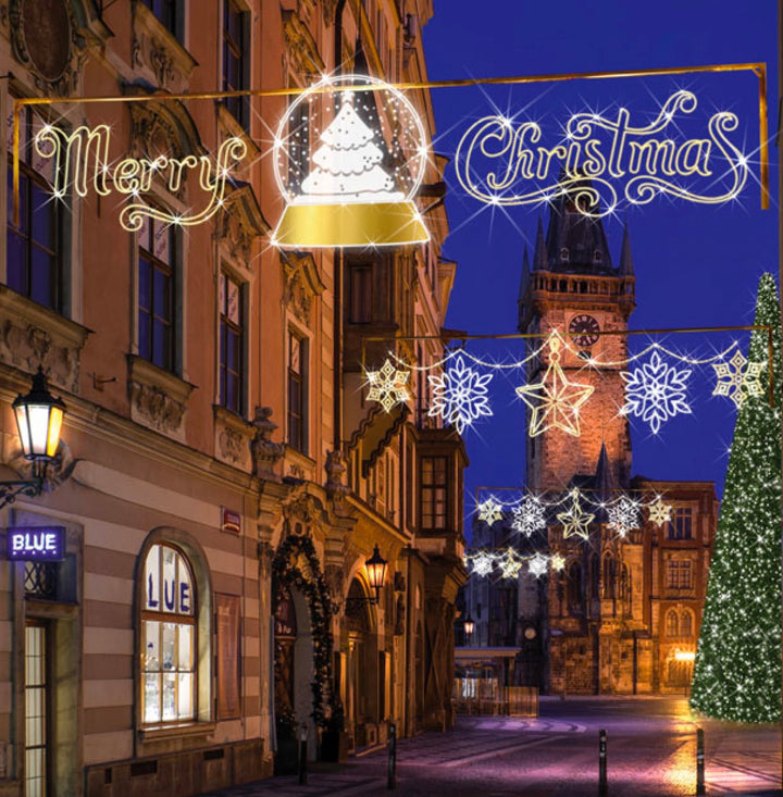 Cross Street Motif - "Merry Christmas Globe" - 400cm x 95cm