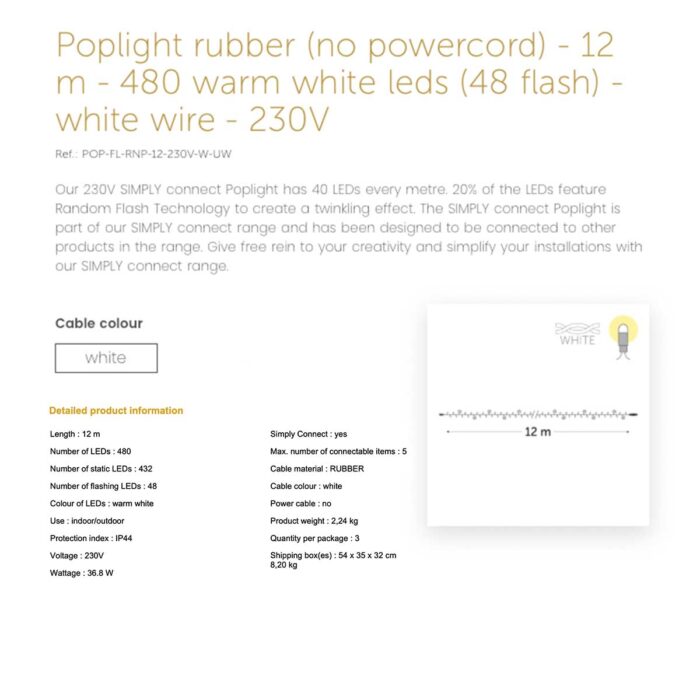 Connectable ProCluster Lights - 12m Cable - 480 leds (48 twinkle) - 230V