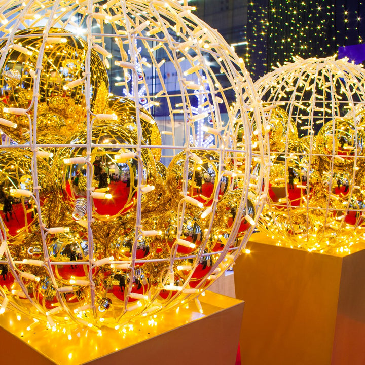 3D Prelit Sphere - Multiple Sizes - with Flash LEDs- Powder Coated - 230V