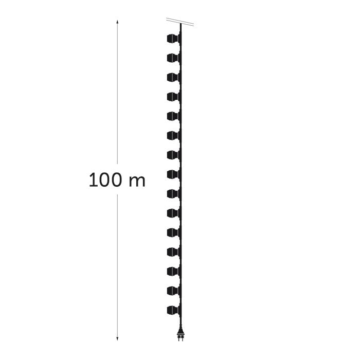 Festoon Pro Lights - E27 Socket Harness – 9m, 15m, 50m or 100m Roll – 1 Lamp per Metre - IP65